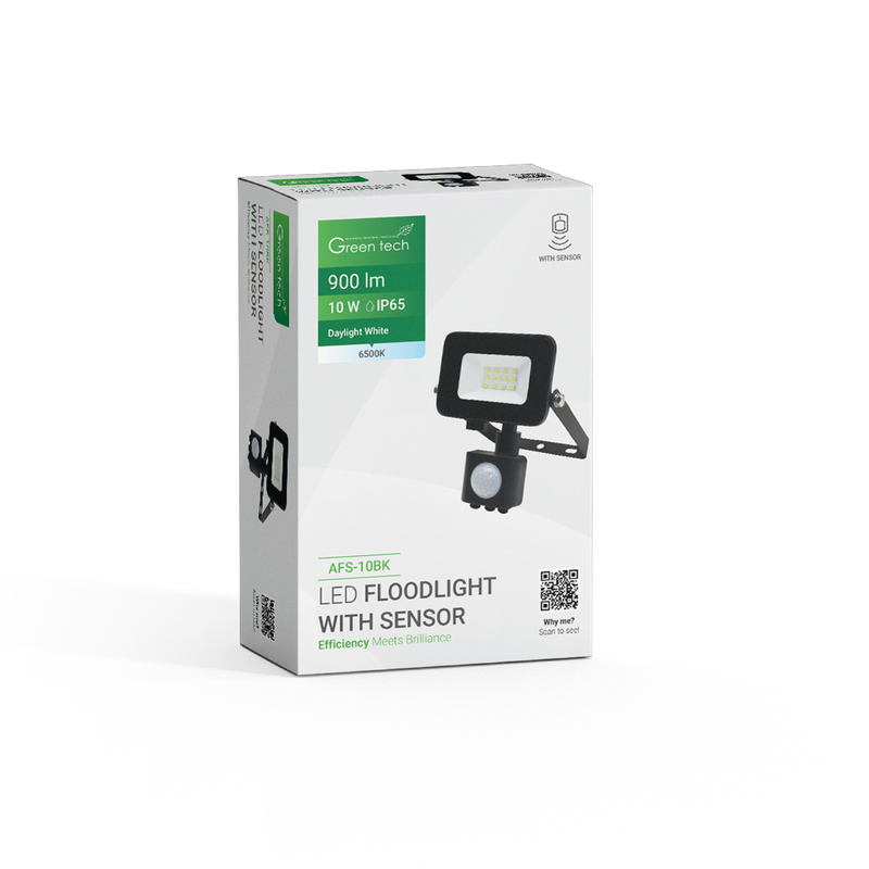 GREEN TECH LED reflektor sa senzorom Green Tech 900 lm, 10W, 6500K, IP65, crni - AFS-10BK - Image 7