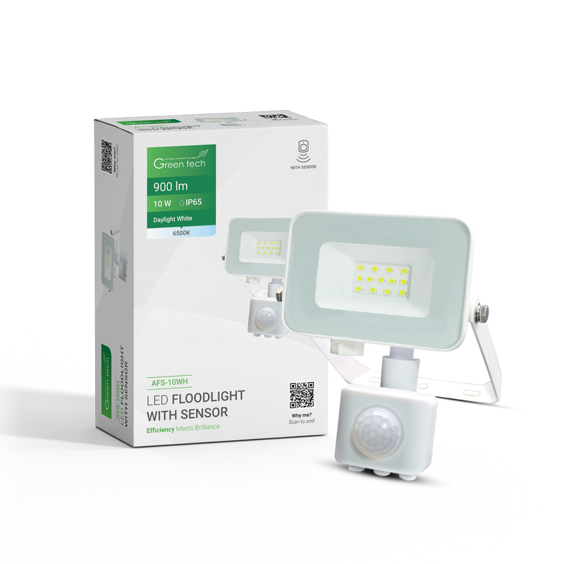 GREEN TECH LED reflektor sa senzorom Green Tech 900 lm, 10W, 6500K, IP65, bijeli - AFS-10WH
