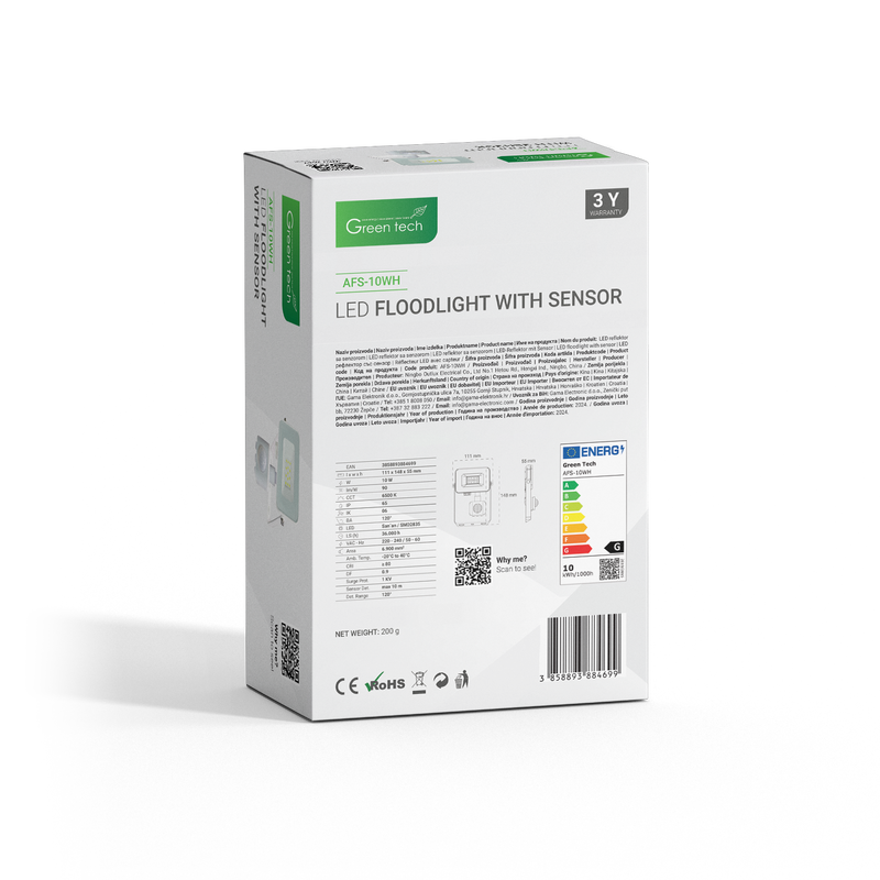 GREEN TECH LED reflektor sa senzorom Green Tech 900 lm, 10W, 6500K, IP65, bijeli - AFS-10WH - Image 5