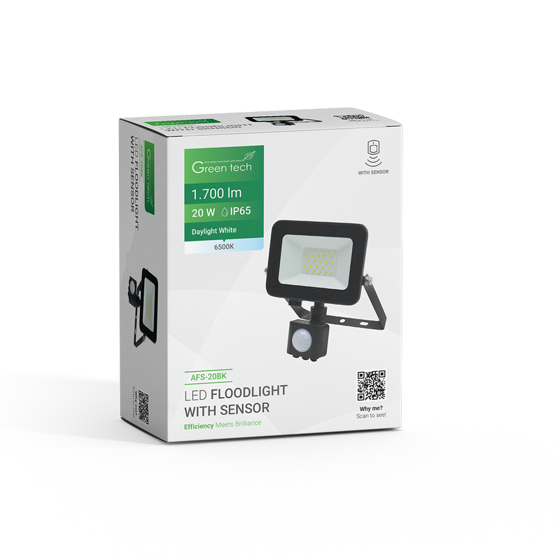 GREEN TECH LED reflektor sa senzorom Green Tech 1700 lm, 20W, 6500K, IP65, crni - AFS-20BK - Image 7