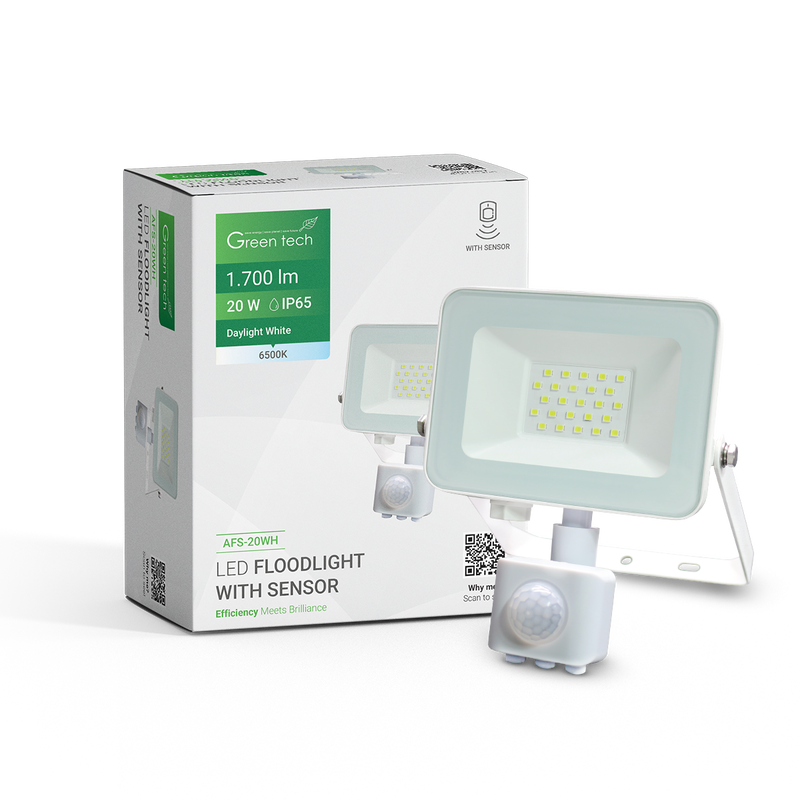 GREEN TECH LED reflektor sa senzorom Green Tech 1700 lm, 20W, 6500K, IP65, bijeli - AFS-20WH