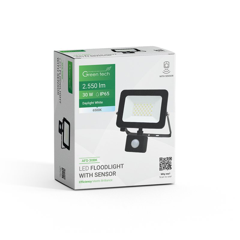 GREEN TECH LED reflektor sa senzorom Green Tech 2550 lm, 30W, 6500K, IP65, crni - AFS-30BK - Image 7