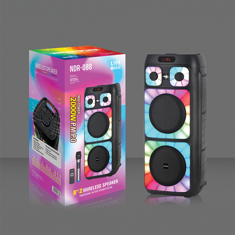 OEM Zvučnik NDR-088 (FM/USB/TF/bluetooth/TWS) 2 x 8" karaoke s wireless mikrofonom - Image 6