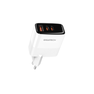Gigatech GXC650 crni univerzalni GaN punjac od 65W sa dva USB-C i jednim USB-A portom