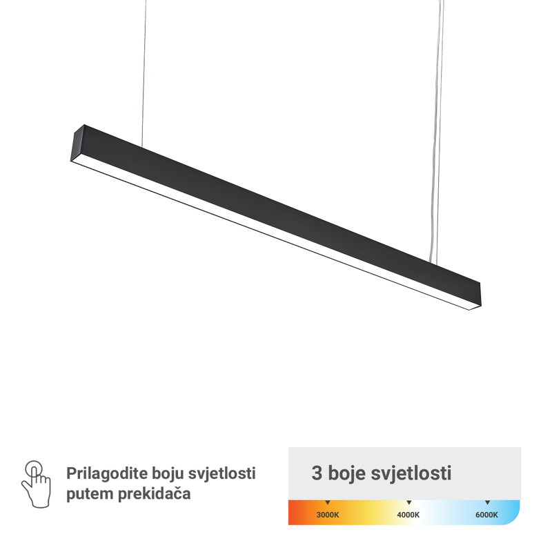 Green Tech 40W crna LED linearna svjetiljka duzine 120cm pod sifrom LL-3370