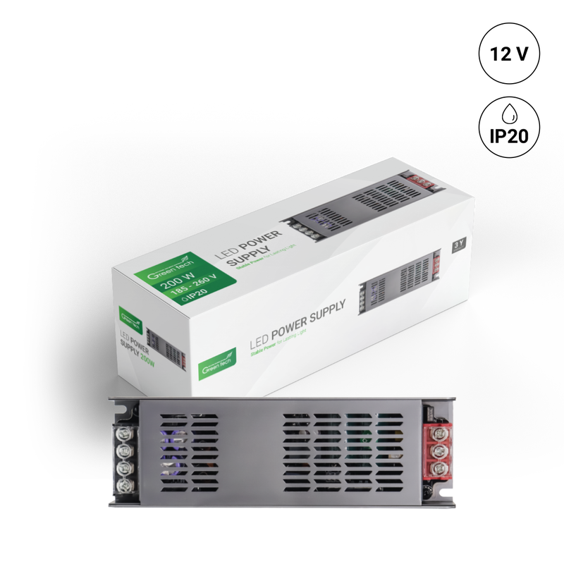 Green Tech 200W LED napajanje 12V IP20 u metalnom perforiranom kucistu