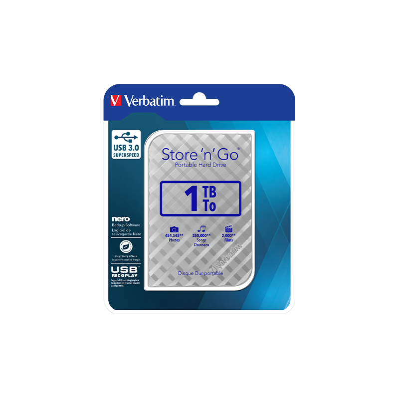 Verbatim Prijenosni HDD USB 3.0. Verbatim 1TB, srebrni, 2.5", Store'n'Go - 53197 - Image 3