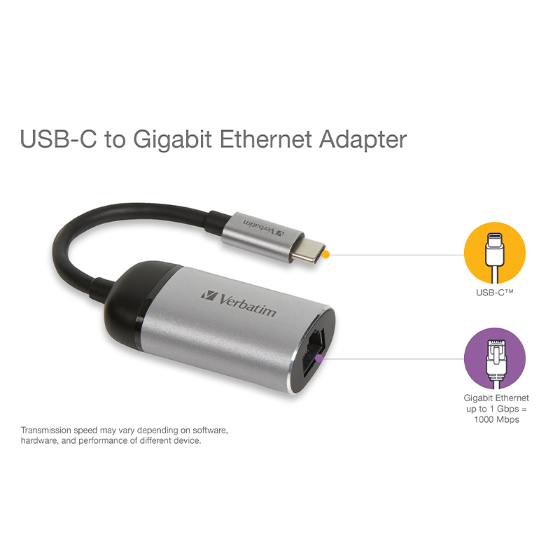Verbatim Adapter USB-C 3.1 Gen1 na Gigabit Ethernet Verbatim - 49146 - Image 4