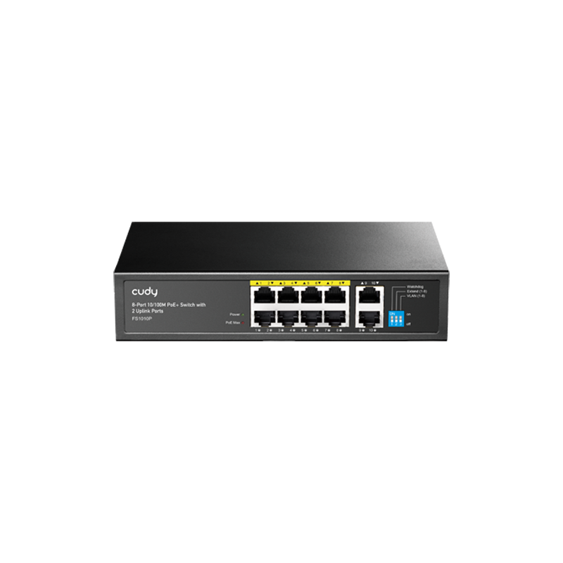 Cudy Switch Cudy FS1010P, 8-portni, 10/100M, PoE+, 2x uplink, 120W