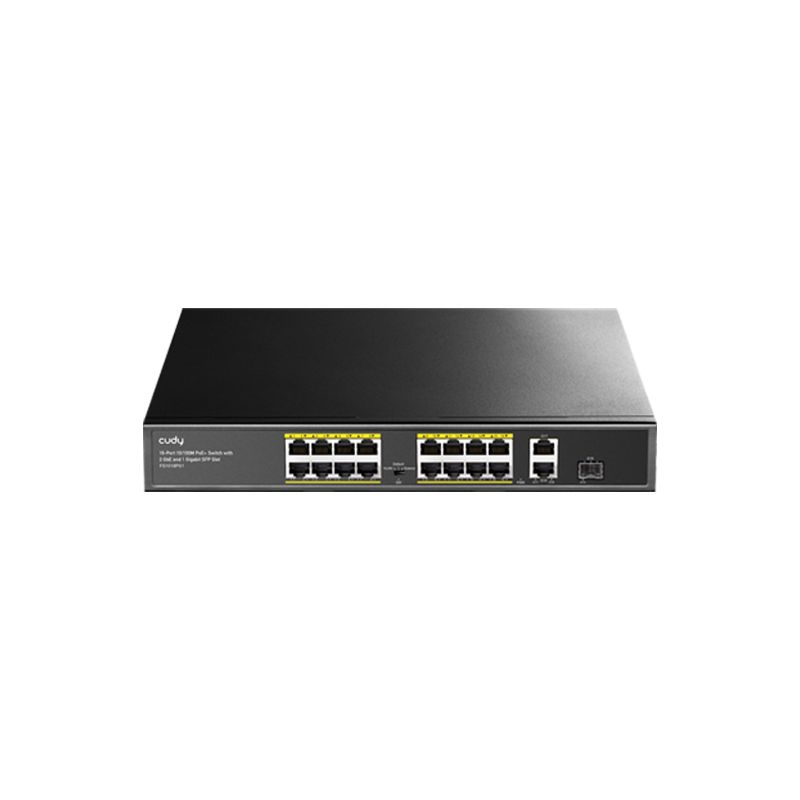 Cudy Switch Cudy FA1018PS1, 16-Portni, 10/100M, PoE+, 2x gigabit uplink, 1x SFP, 200W - FS1018PS1