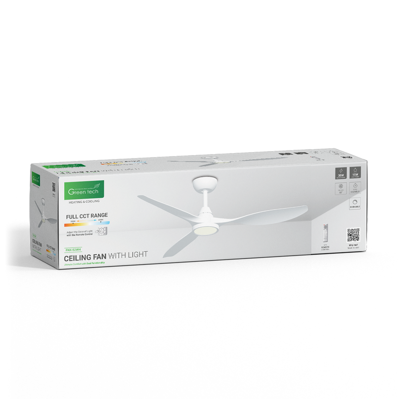 GREEN TECH Stropni ventilator sa svjetiljkom Green Tech, 52", 15W, 3CCT, Bijeli - FNX-52WH - Image 5