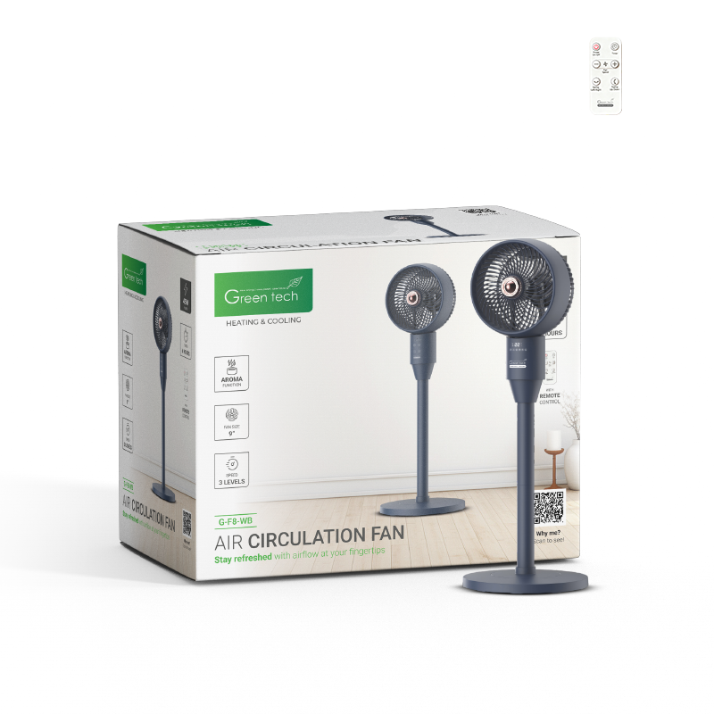 GREEN TECH Ventilator s postoljem Green Tech, 45W, 9", tamno plavi, timer - G-F8-WB