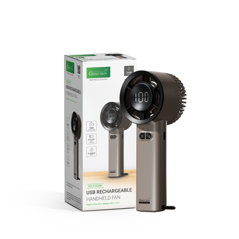 GREEN TECH Prijenosni ventilator Green Tech, 3.6W, smeđi, sa USB punjenjem - HH-F263BR - Image 6