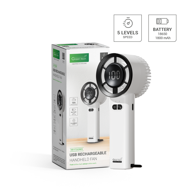 GREEN TECH Prijenosni ventilator Green Tech, 3.6W, bijeli, sa USB punjenjem - HH-F263WH