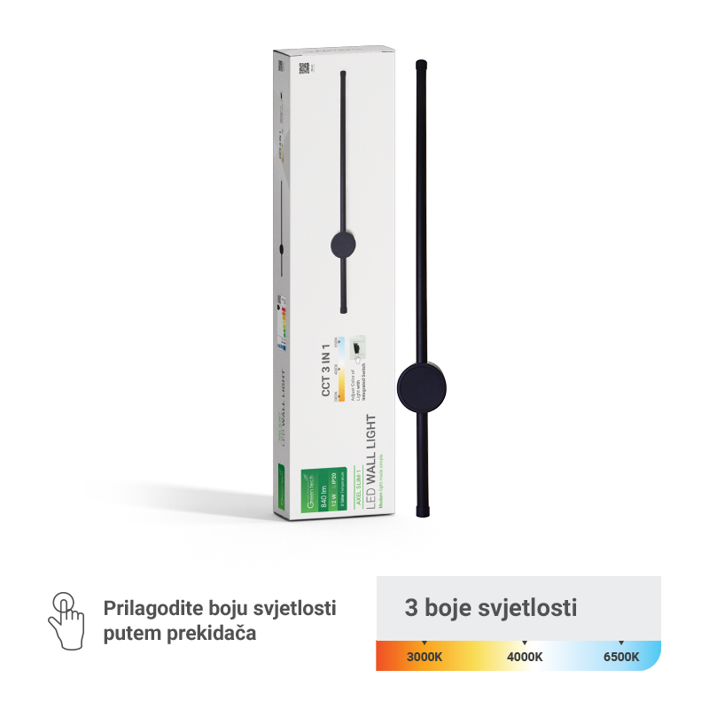 GREEN TECH Zidna dekorativna svjetiljka Green Tech 12W, 3CCT - AXEL SLIM-1