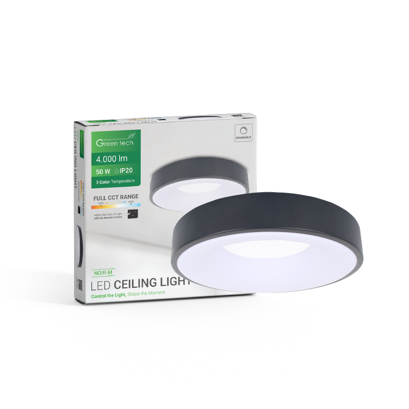 GREEN TECH Smart plafonjera Green Tech metalna 50W, 3CCT s daljinskim up., fi 40cm - NOIR-M - Image 7