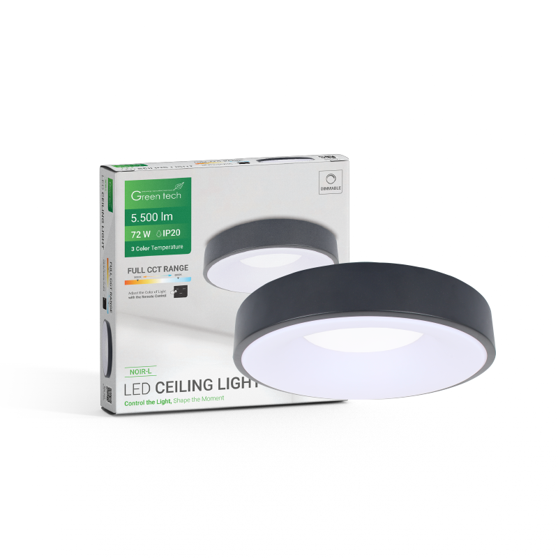 GREEN TECH Smart plafonjera Green Tech metalna 72W, 3CCT s daljinskim up., fi 50cm - NOIR-L - Image 7