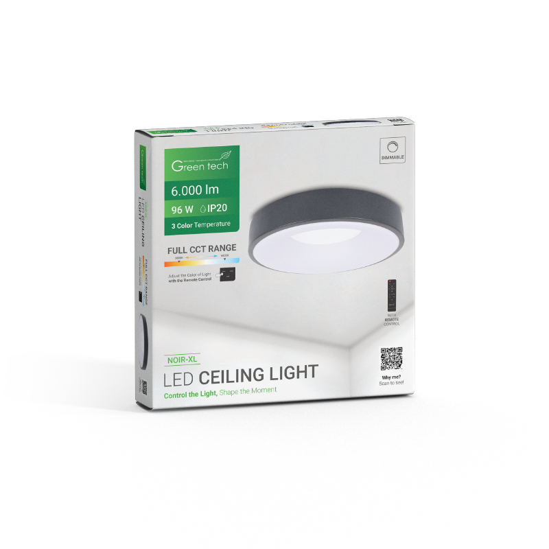 GREEN TECH Smart plafonjera Green Tech metalna 96W, 3CCT s daljinskim up., fi 60cm - NOIR-XL - Image 5