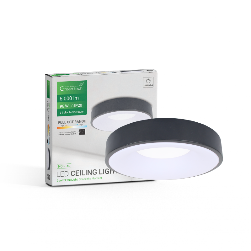 GREEN TECH Smart plafonjera Green Tech metalna 96W, 3CCT s daljinskim up., fi 60cm - NOIR-XL - Image 7