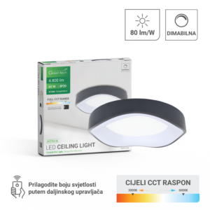 GREEN TECH Smart plafonjera Green Tech metalna 60W, 3CCT s daljinskim up., fi 42cm - ASTRA-M