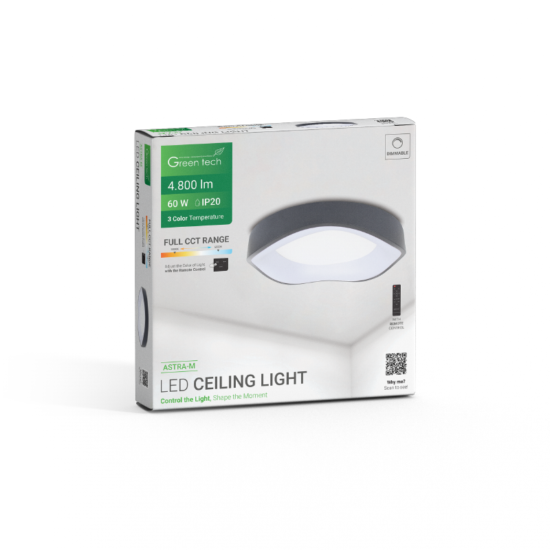 GREEN TECH Smart plafonjera Green Tech metalna 60W, 3CCT s daljinskim up., fi 42cm - ASTRA-M - Image 7