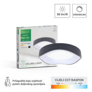 GREEN TECH Smart plafonjera Green Tech metalna 76W, 3CCT s daljinskim up., fi 52cm - ASTRA-L