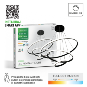 GREEN TECH Smart dekorativna visilica Green Tech 75W, 3CCT, dim, APP + daljinski upravljač - SPIRALLUMI