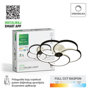 GREEN TECH Smart stropna dekorativna svjetiljka Green Tech 56W, 3CCT, dim, APP + daljinski - FLORARING