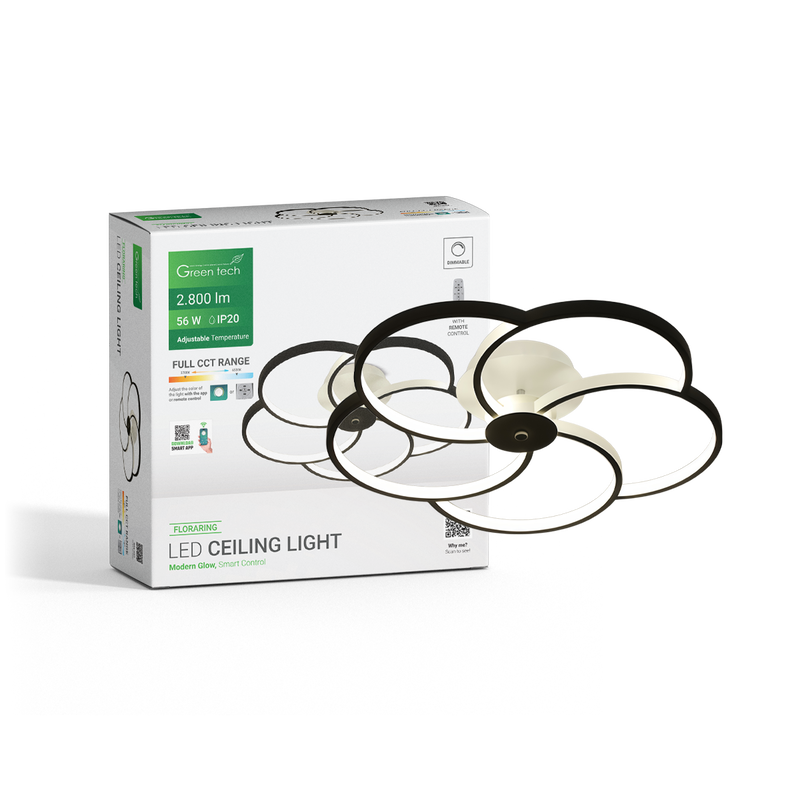 GREEN TECH Smart stropna dekorativna svjetiljka Green Tech 56W, 3CCT, dim, APP + daljinski - FLORARING - Image 2
