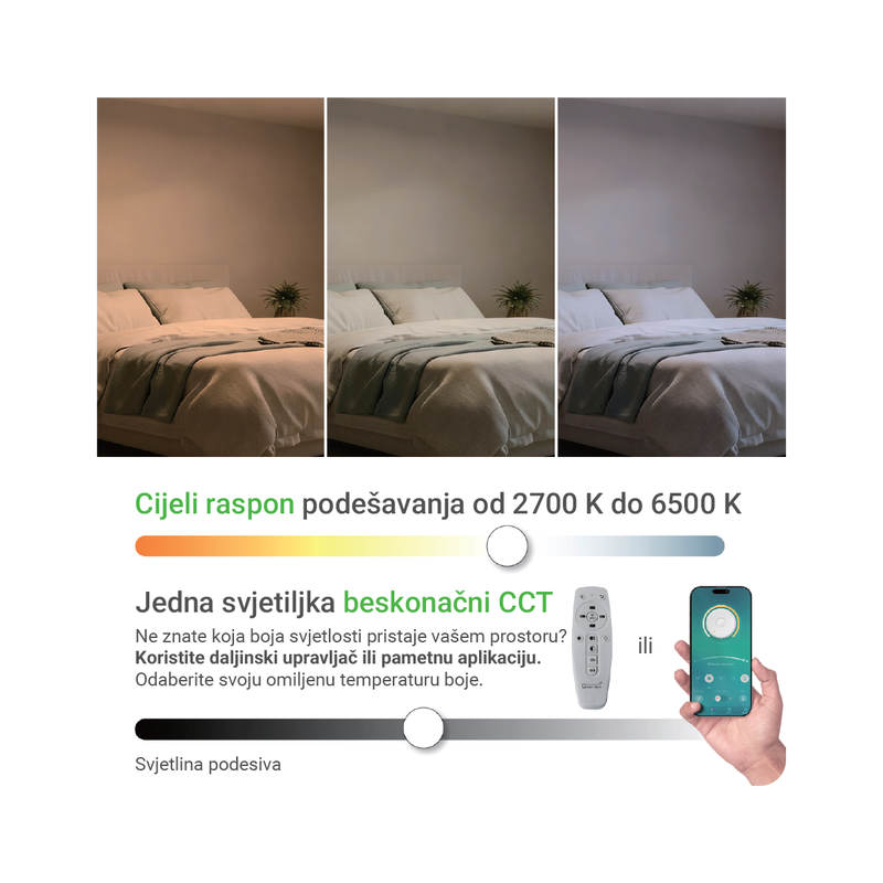 GREEN TECH Smart stropna dekorativna svjetiljka Green Tech 56W, 3CCT, dim, APP + daljinski - FLORARING - Image 7
