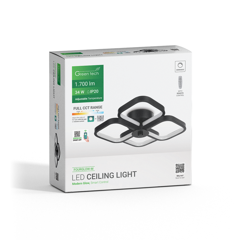 Green Tech Smart Stropna Svjetiljka 34W FOURGLOW-M - Image 4