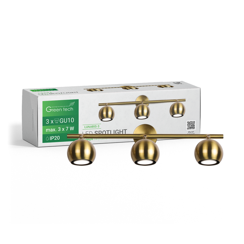 GREEN TECH LED spot svjetiljka Green Tech, GU10 X 3 kom, zlatna boja - LUNARIS-3