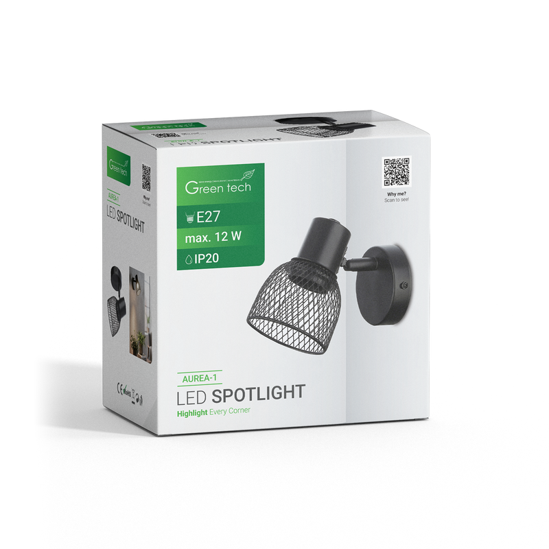 GREEN TECH LED spot svjetiljka Green Tech, E27 X 1 kom, crna boja - AUREA-1 - Image 3