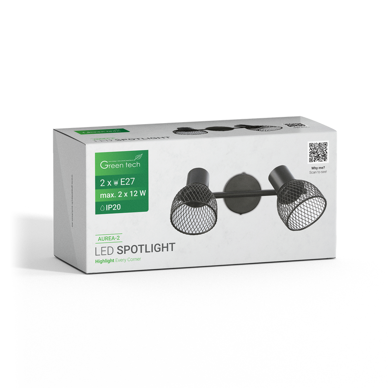 GREEN TECH LED spot svjetiljka Green Tech, E27 X 2 kom, crna boja - AUREA-2 - Image 3