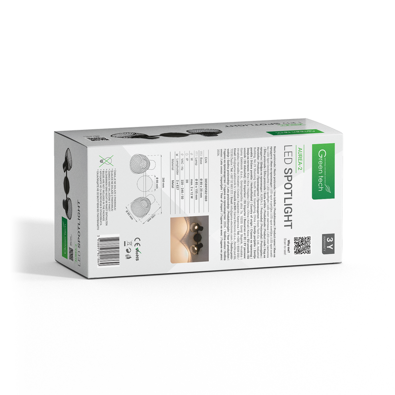 GREEN TECH LED spot svjetiljka Green Tech, E27 X 2 kom, crna boja - AUREA-2 - Image 4