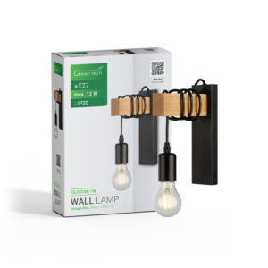 GREEN TECH LED retro zidna svjetiljka Green Tech E27 x 1 kom, drvo + metal - OLD OAK-1W