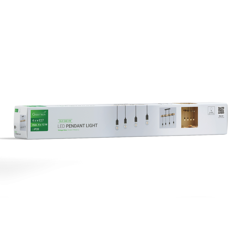 GREEN TECH LED retro vislica Green Tech E27 x 4 kom, drvo + metal - OLD OAK-4W - Image 3