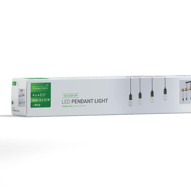 GREEN TECH LED retro vislica Green Tech E27 x 4 kom, drvo + metal - OLD OAK-4W - Image 4