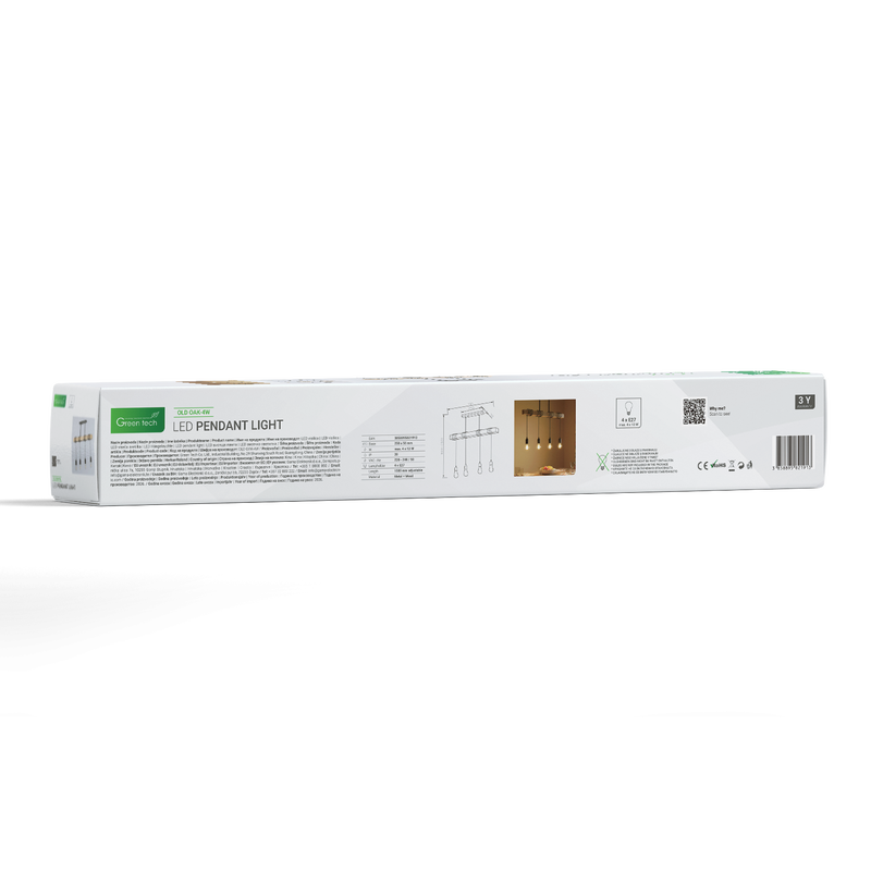 GREEN TECH LED retro vislica Green Tech E27 x 4 kom, drvo + metal - OLD OAK-4W - Image 5