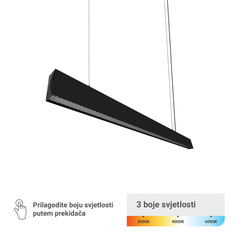 Green Tech 40W crna LED linearna svjetiljka duzine 120cm pod sifrom LL-3880