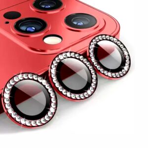 Kamera Staklo Metal i Diamond za iPhone | Zaštita Kamere u Više Boja — Crvena, iPhone 11-12 Pro, Diamond