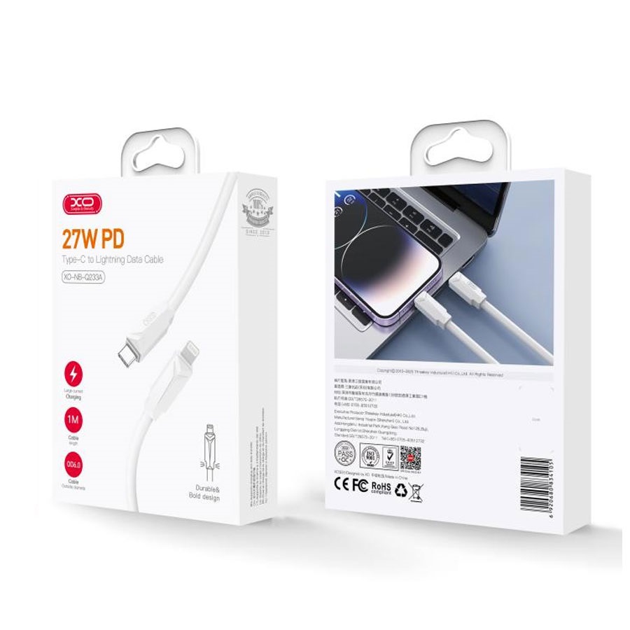 USB DATA KABAL TYPE-C NA LIGHTNING 27W BIJELI NB-Q233A XO - Image 2