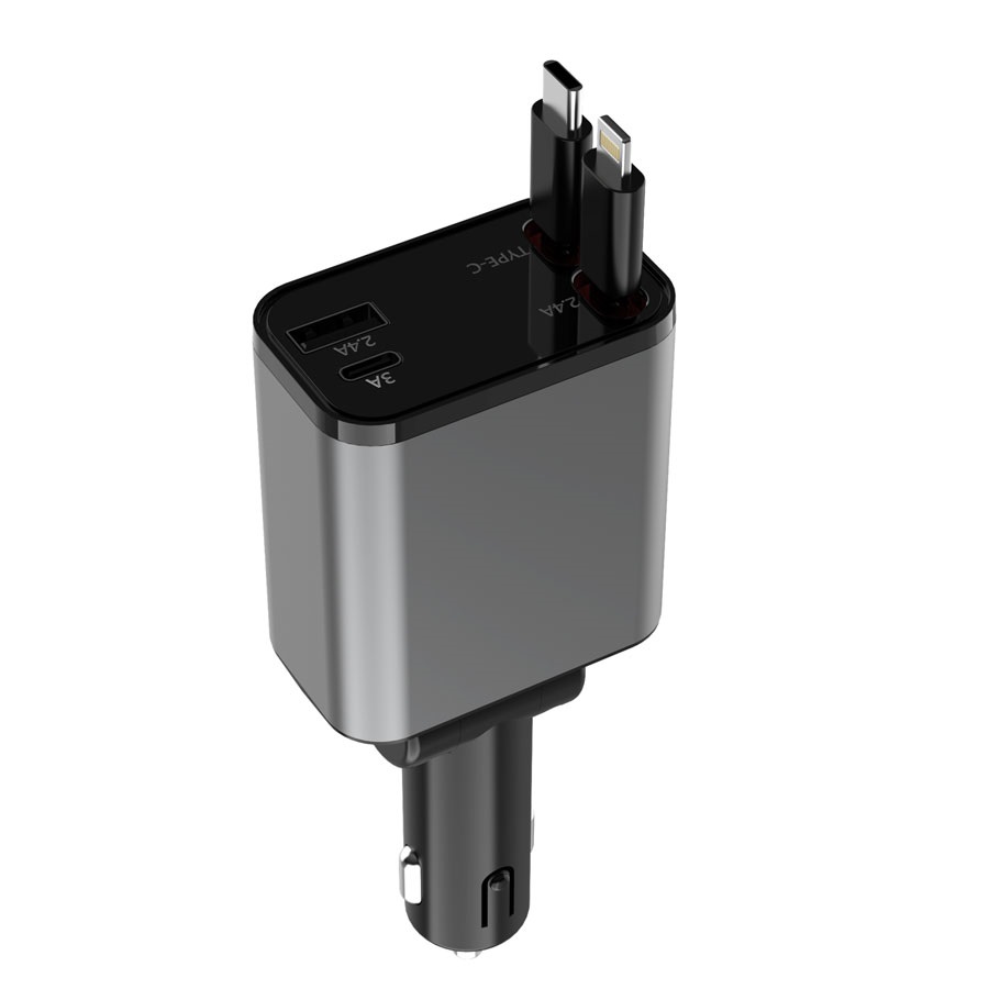 SUPER BRZI AUTO PUNJAC PT-27 50W TYPE-C LIGHTNING KABAL NA IZVLACENJE 800MM
