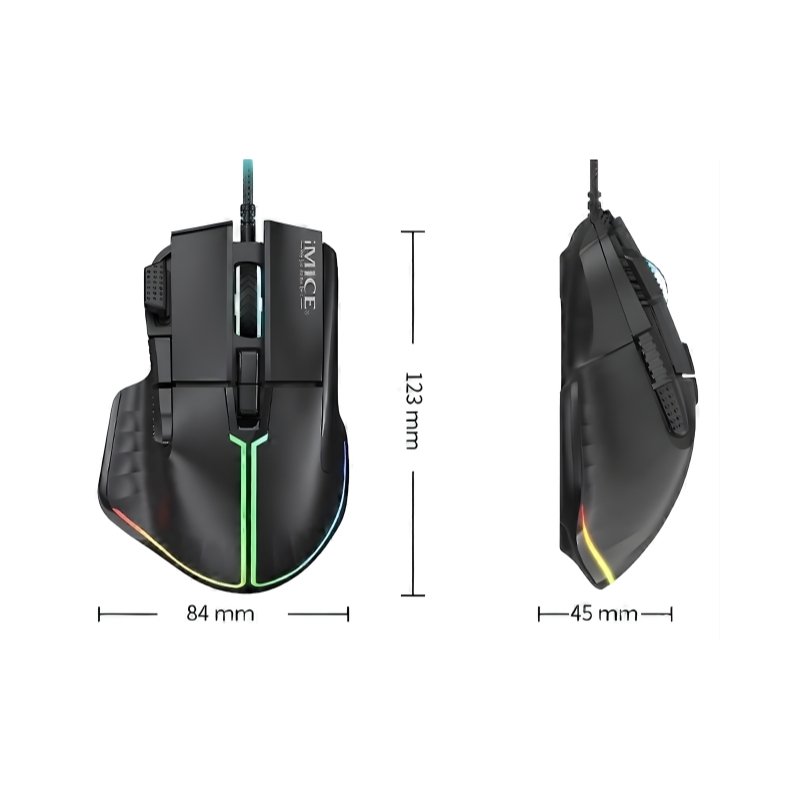 IMICE T50 gaming miš sa RGB osvjetljenjem 12800 DPI crni - Image 3