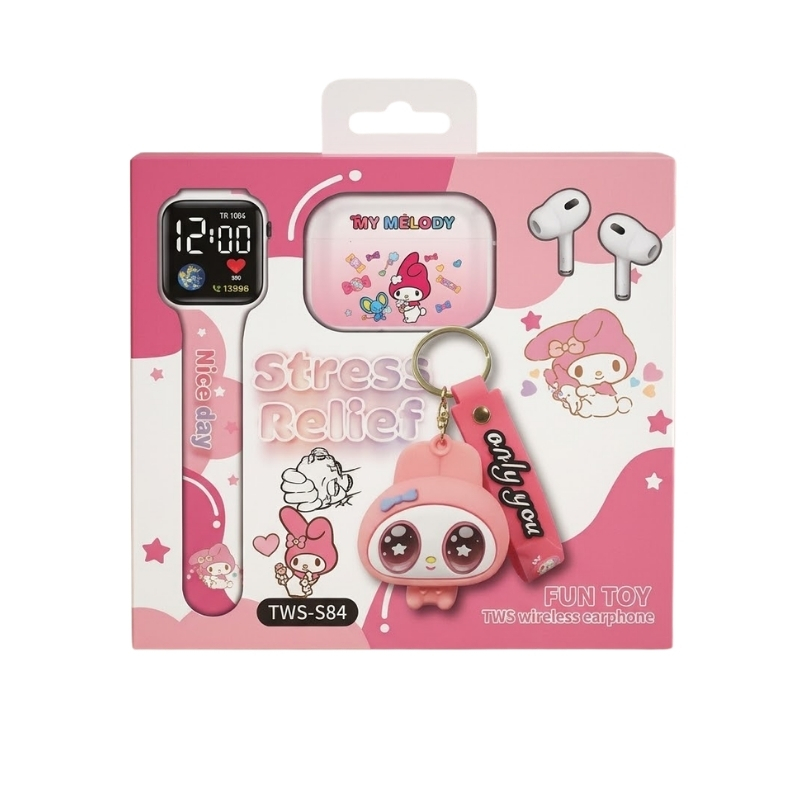 Poklon paket TWS-S84 fun toy 3 u 1 watch + TWS + toy rozi