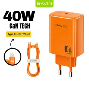 BAVIN PC2092Y GaN kućni punjač 40 w PD brzi USB-C na lightning narandžasti