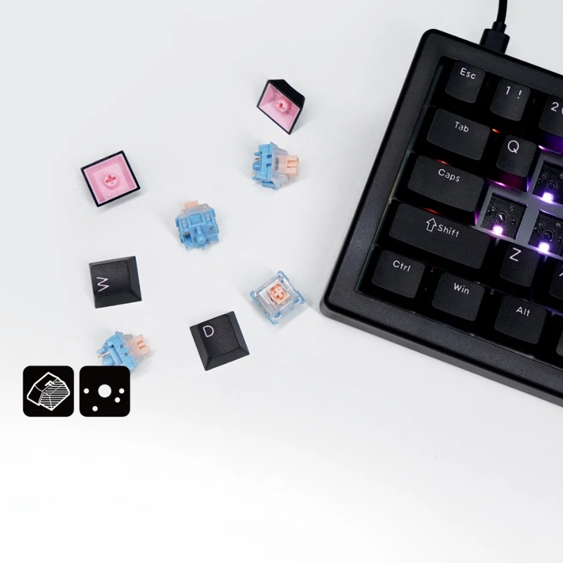 Mehanička žičana gaming tastatura FANTECH Atom X66 MK614 Retro crna, Ice Apricot Switch, 65% - Image 2