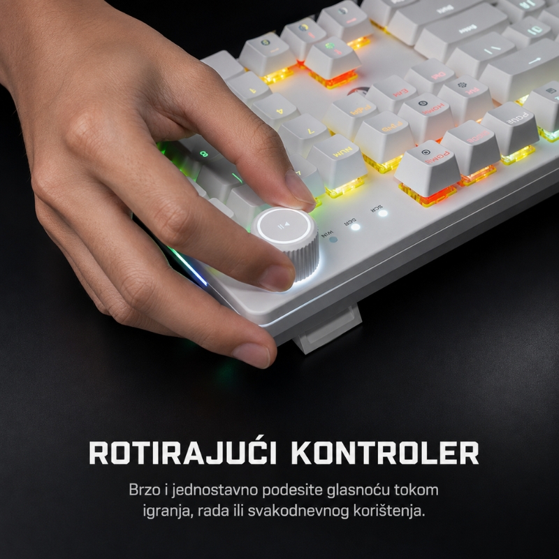 Mehanička žičana gaming tastatura FANTECH Maxpower II MK894 bijela, Lemon Zest Switch - Image 2