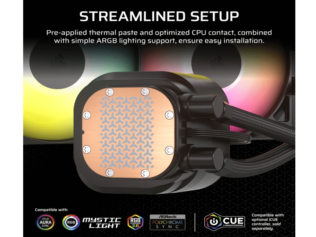 CORSAIR NAUTILUS 360 RS AIOLiquid CPU Cooler, Black,RS120LGA1851, LGA1700, AM5, AM4 - Image 3