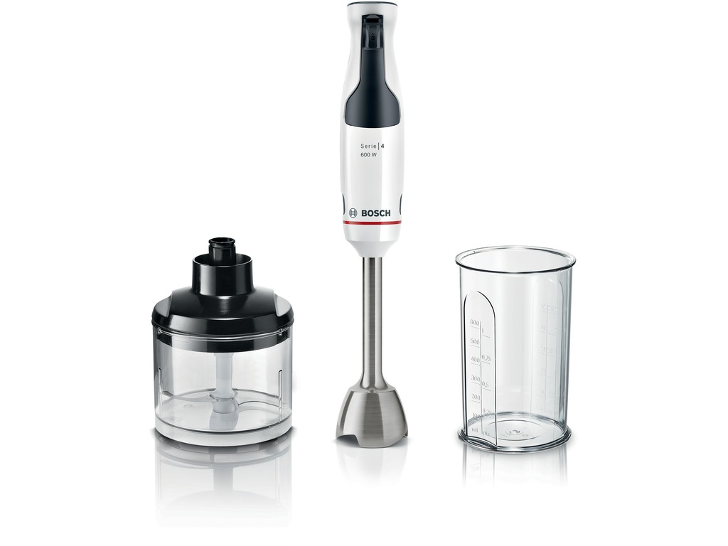 BOSCH štapni mikser Serie 4|,600W BIJELA, Mjerna posuda+ Sjeckalica,